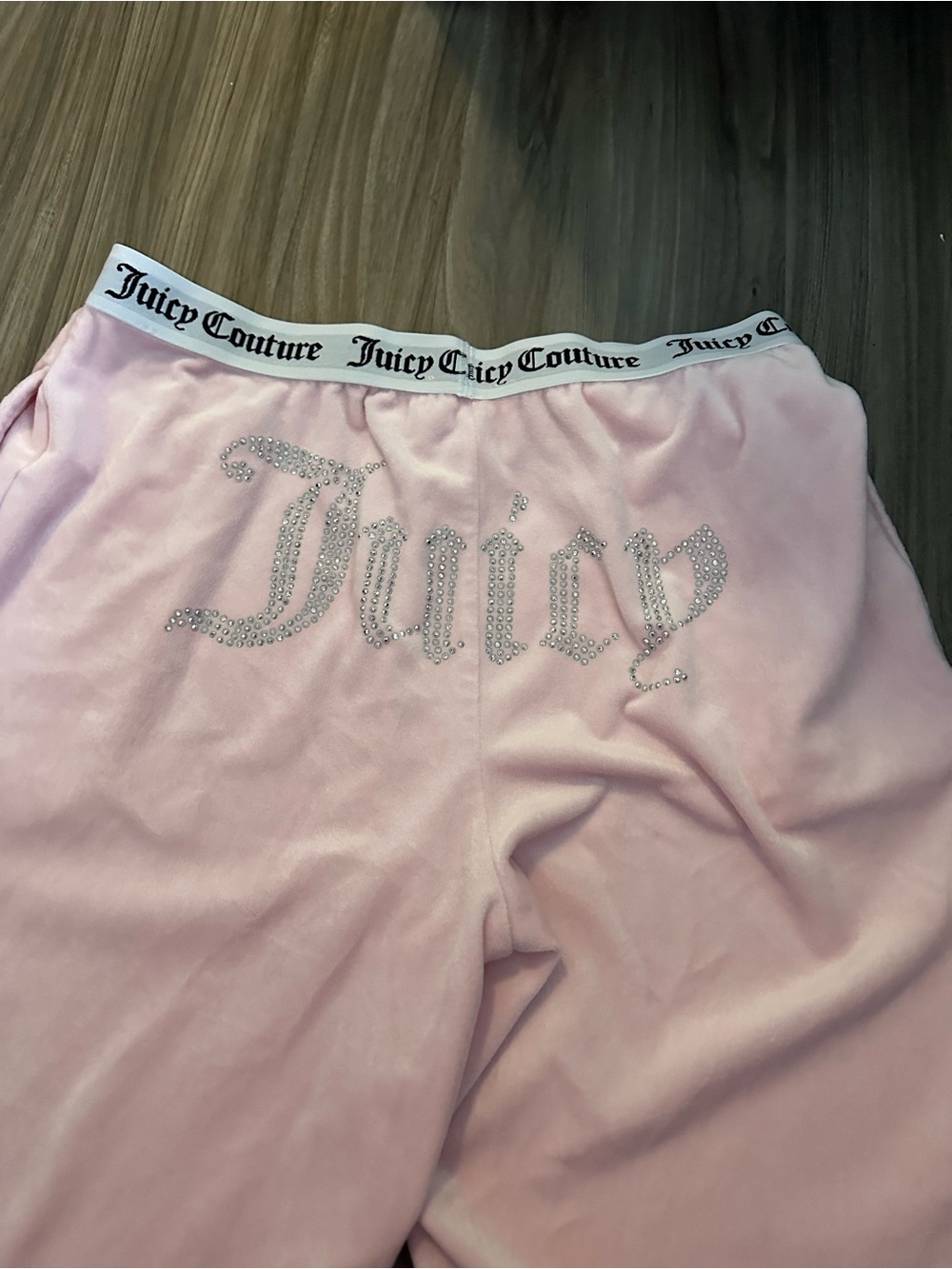 Juicy Couture Light Pink Velour Rhinestone Logo Pants